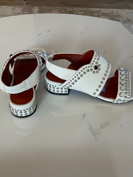 3.1 PHILLIP LIM Knotted leather slingback sandals | THE OUTNET 3.1 Phillip Lim white studded sandals size 36